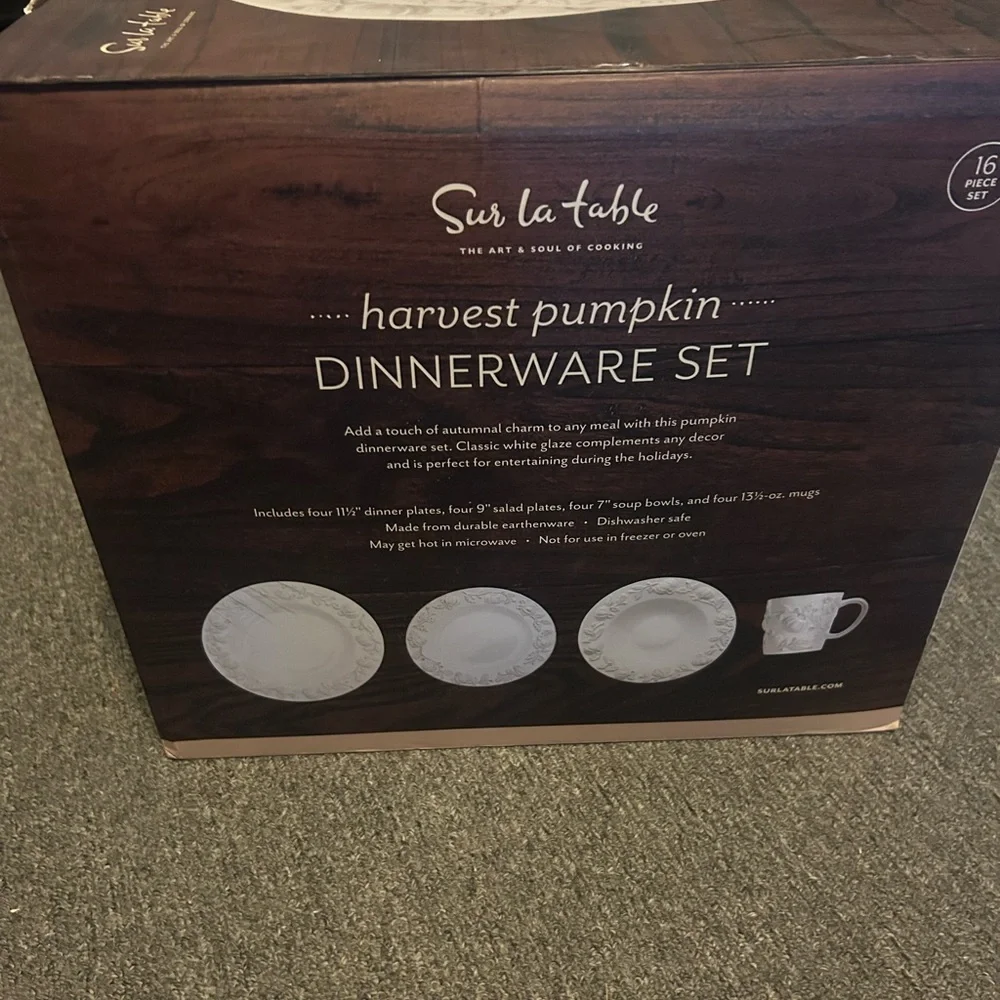 NIB Sur la table harvest pumpkin dinner set of 16